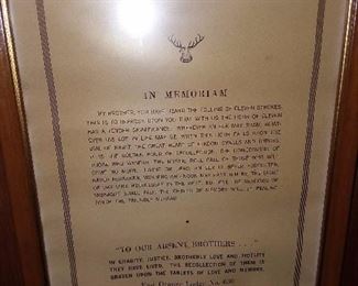 Elks Lodge "In Memoriam" Frame