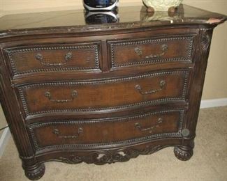 Ornate Chest with Dark Marble Top.. Can be used in an Entry Hall, Bedroom, LR, etc... 