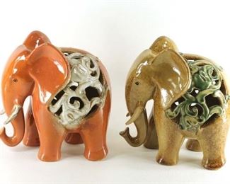 2 ceramic elephants