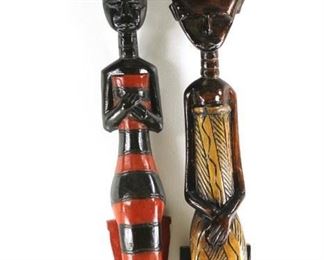 2 carved African wood figures