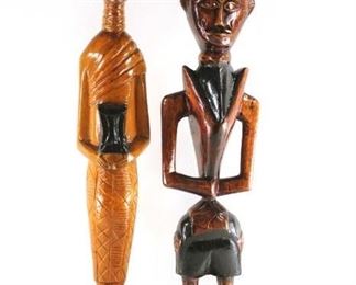 2 carved wood figures
