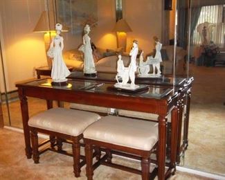 sofa table with seats