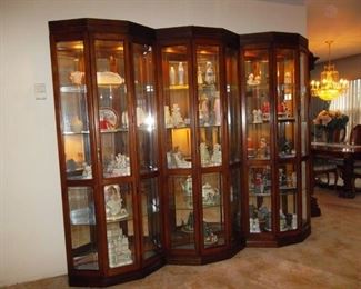 3 separate curio cabinets