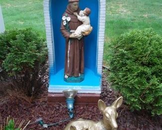 update - family removed St, shell is still available. large outdoor/indoor St Francis and correction St Anthony