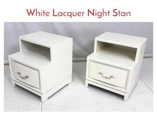Lot 709 Pr Tommi Parzinger style White Lacquer Night Stan