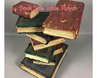 Lot 722 Carved Wood Faux Stacking Book Side Table. Polych