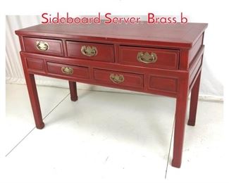 Lot 723 Asian Style Red Painted Sideboard Server. Brass b