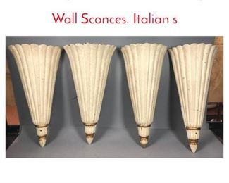Lot 724 2pr Carved Wood Scalloped Wall Sconces. Italian s