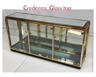 Lot 728 Light Up Brass Display Case Credenza. Glass top, 