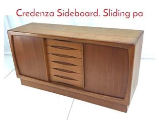 Lot 729 Danish Modern Teak Credenza Sideboard. Sliding pa