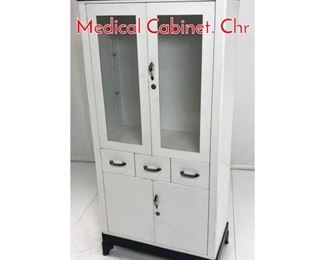 Lot 732 White Black Metal Industrial Medical Cabinet. Chr