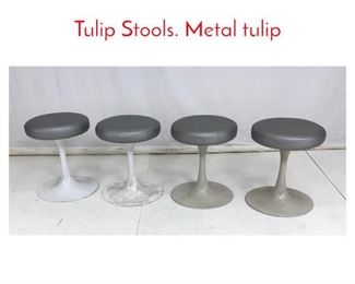 Lot 743 Set 4 BREVETE CRE ROSSI Tulip Stools. Metal tulip