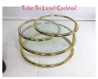 Lot 749 DIA Modernist Brass Tone Tube Tri Level Cocktail 