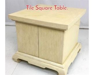 Lot 750 Karl Springer Style Lacquered Tile Square Table. 