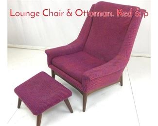 Lot 751 2pc FOLKE OHLSOHN Lounge Chair  Ottoman. Red  p