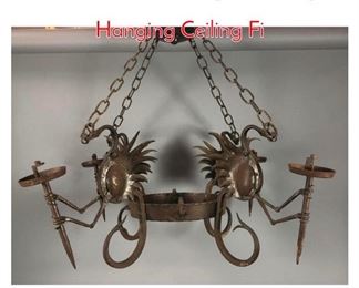 Lot 755 Brutalist Wrought Iron Figural Hanging Ceiling Fi