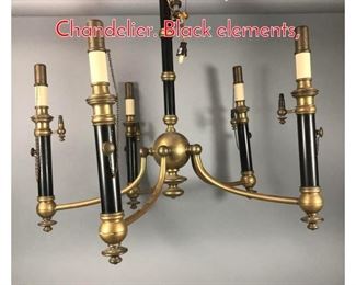 Lot 759 5 Arm Antiqued Brass Chandelier. Black elements, 