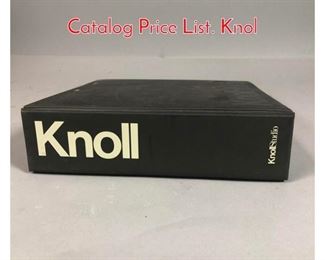 Lot 768 KNOLL STUDIO 1988 Binder Catalog Price List. Knol