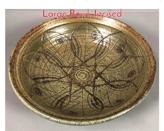 Lot 770 MidCentury American Pottery Large Bowl. Incised 