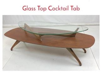 Lot 773 MidCentury Pearsall style Glass Top Cocktail Tab