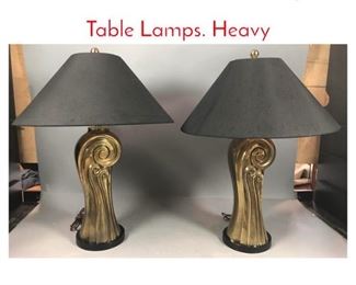 Lot 783 Pr Brass Modernist Sculptural Table Lamps. Heavy 