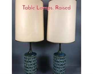 Lot 784 Pr Textured Glazed Modernist Table Lamps. Raised 