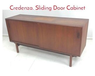 Lot 791 Danish Modern Teak Credenza. Sliding Door Cabinet