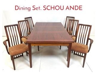 Lot 812 7pc Danish Modern Rosewood Dining Set. SCHOU ANDE