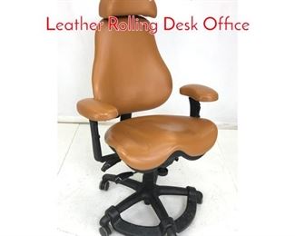Lot 814 Contemporary Lt Brown Leather Rolling Desk Office