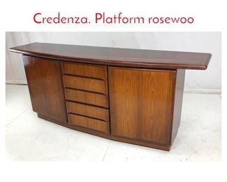 Lot 825 Danish Modern Rosewood Credenza. Platform rosewoo