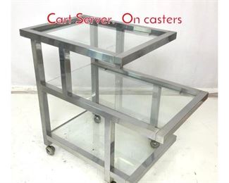 Lot 833 70s Modern Aluminum Bar Cart Server. On casters