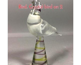 Lot 842 LALIQUE France Art Glass Bird. Crystal bird on 2 
