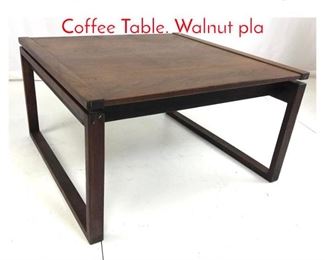 Lot 862 JENS RISOM Walnut Square Coffee Table. Walnut pla