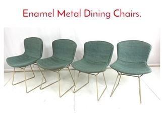 Lot 867 4 HARRY BERTOIA White Enamel Metal Dining Chairs.