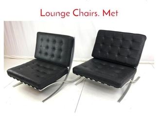 Lot 868 Pr Black Vinyl Barcelona Style Lounge Chairs. Met