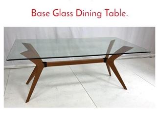 Lot 871 Contemporary Modern Wood Base Glass Dining Table.