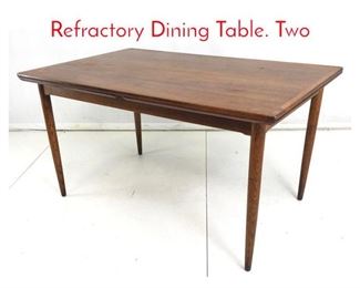 Lot 877 Danish Modern Walnut Refractory Dining Table. Two