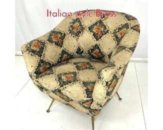Lot 893 Italian Modern Lounge Chair. Italian style Brass 