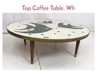 Lot 895 Mid Century Modern Fish Tile Top Coffee Table. Wh