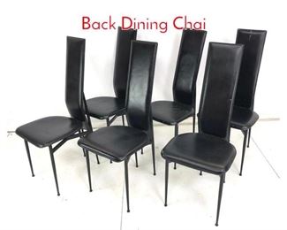 Lot 907 Set 6 Italian Black Leather Tall Back Dining Chai