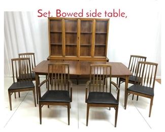 Lot 921 Mid Century Modern Dining Set. Bowed side table, 