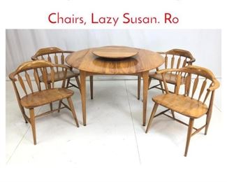 Lot 953 6pc Modernist Dining Table Chairs, Lazy Susan. Ro