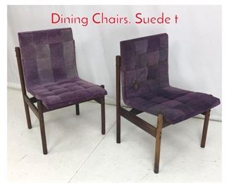 Lot 954 Pr Rosewood Brazilian Side Dining Chairs. Suede t