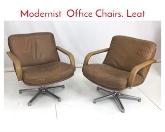 Lot 958 Pr ARTIFORT Swivel Modernist Office Chairs. Leat