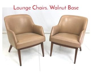 Lot 962 Pr JENS RISOM Leather Lounge Chairs. Walnut Base 