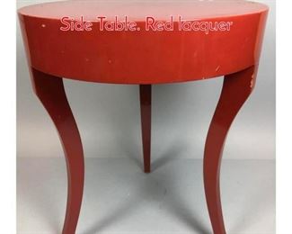 Lot 972 BAKER Three Legged Round Side Table. Red lacquer 