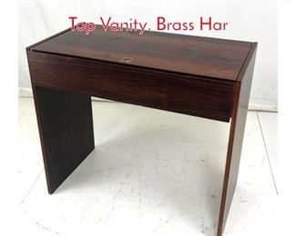 Lot 977 Danish Modern Rosewood Flip Top Vanity. Brass Har