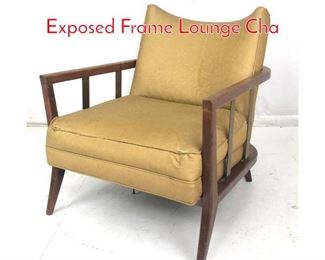 Lot 1010 MidCentury Walnut Brass Exposed Frame Lounge Cha