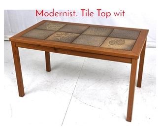 Lot 1017 Danish Teak Coffee Table. Modernist. Tile Top wit
