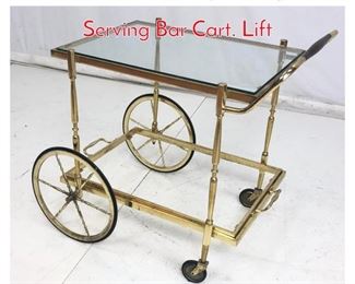 Lot 1065 Mid Century Rolling Brass Serving Bar Cart. Lift 